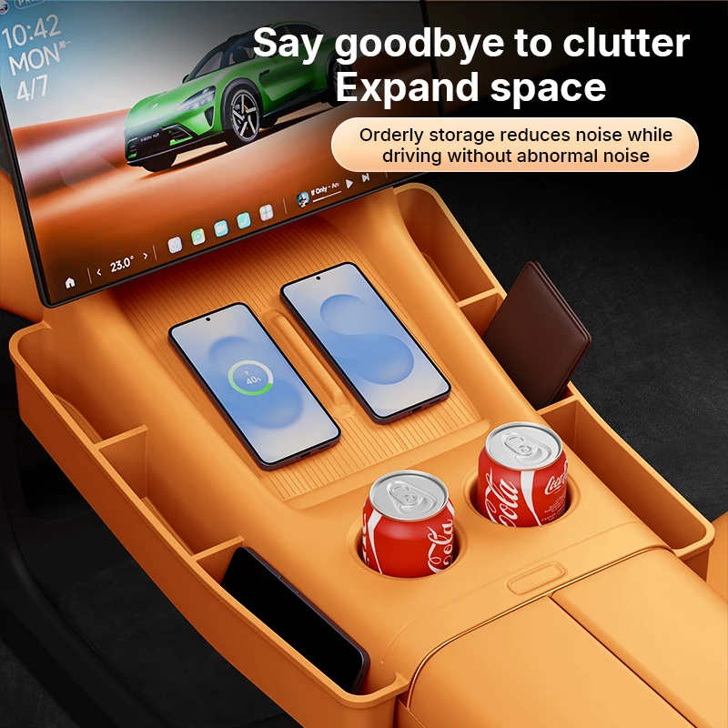 لوحة تحكم مركزية مخصصة حماية التخزين لشاومي Yu7 2025 2026 مسند الذراع المركزي صندوق مخفي حامل الكأس المنظم الداخلي #3