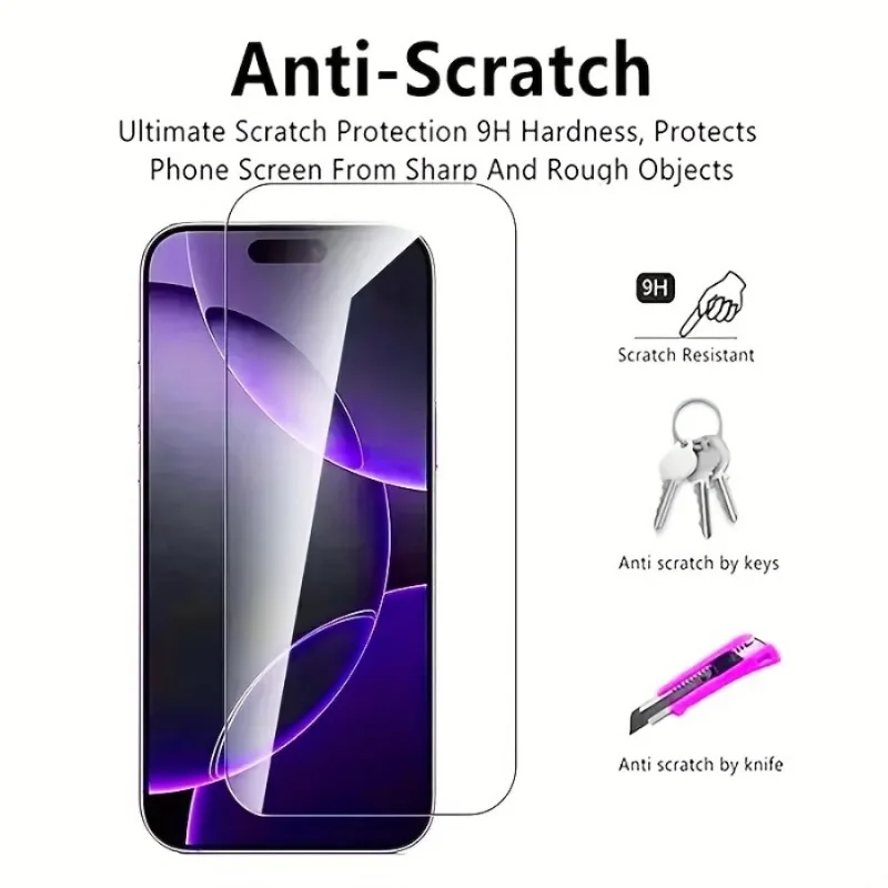 3 قطعة غطاء كامل الزجاج المقسى حامي الشاشة آيفون 17 16 15 14 13 12 11 برو ماكس 16 15 14 زائد 13 12 Mini 16e الهواء الزجاج #4