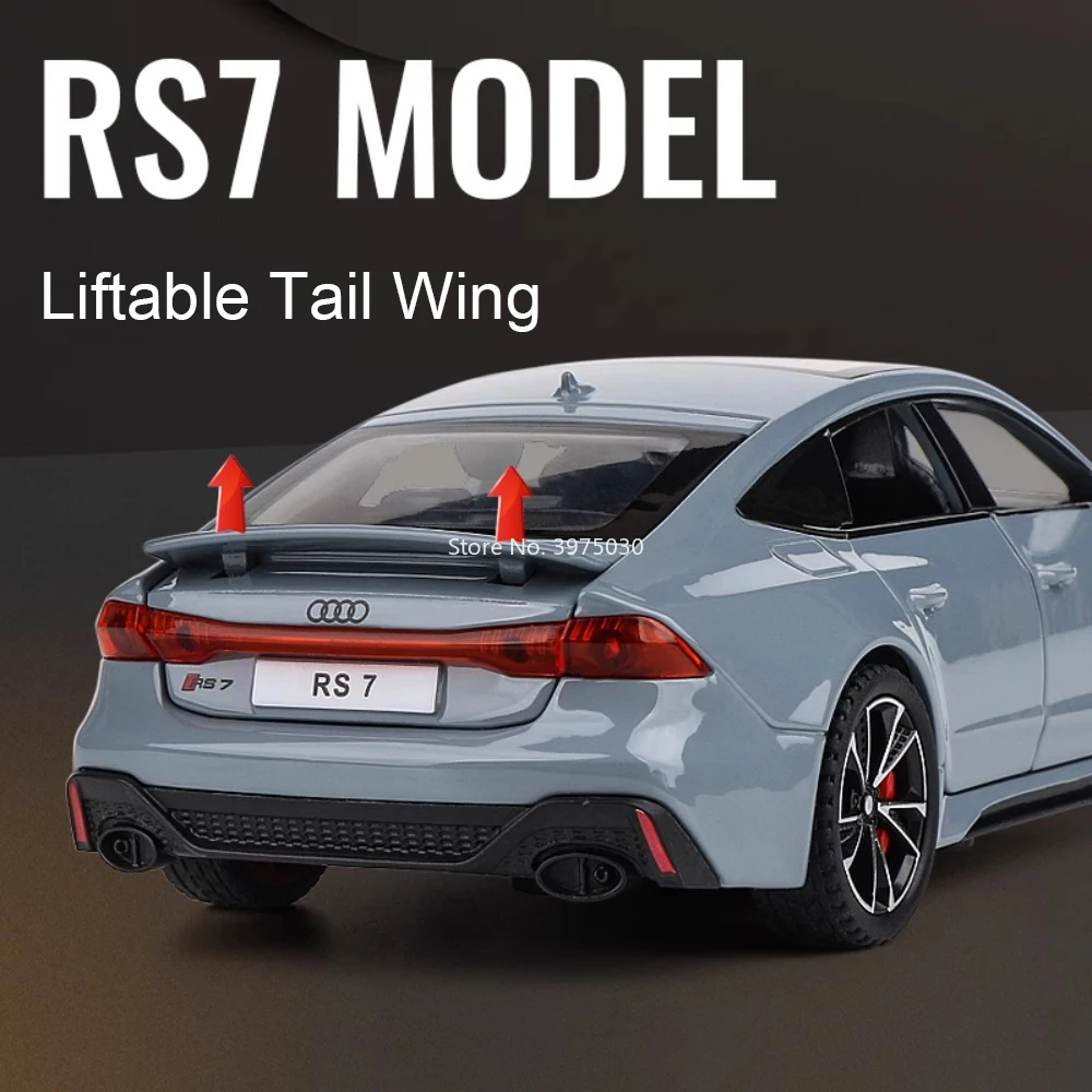 1:32 AUDI RS7 Legierung Spielzeug Autos Druckguss Modell mit Zurückziehen Licht Sound Miniatur Auto Gummi Reifen Fahrzeug Kind Sammlung Geschenke