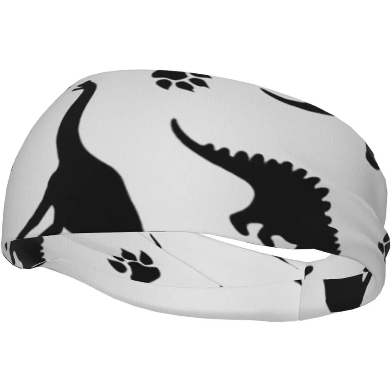 

White Black Dinosaur Silhouettes Sports Headband, Men's and Women's Running Headband, Fashion Decoration