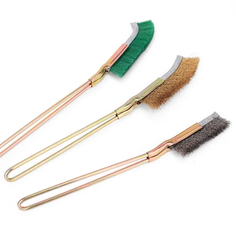 225- 245mm Mini Wire Brush Steel Brass Nylon Polishing Brush for Industry Detail Metal Rust Removal Household Cleaning Hand Tool