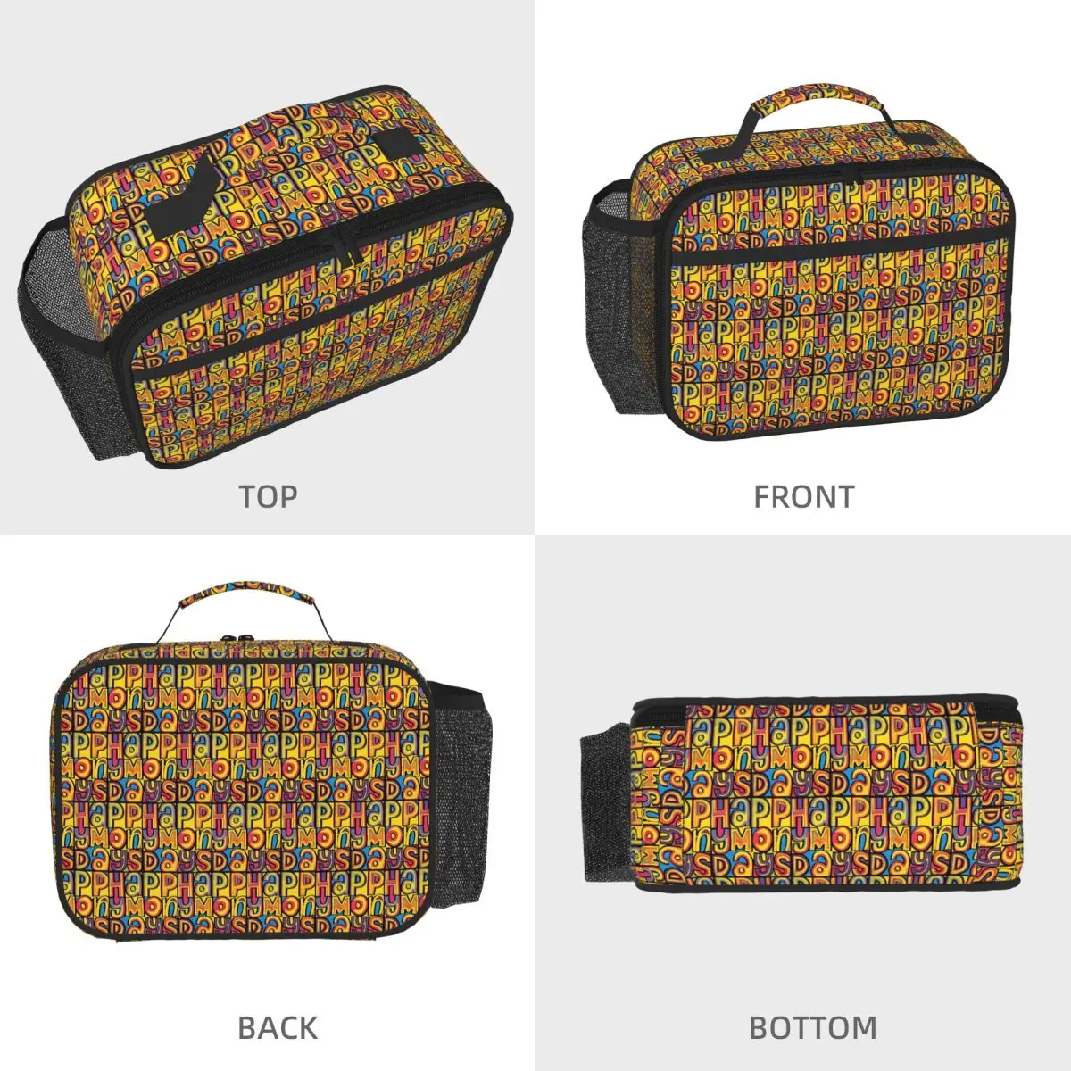 Happy Mondays Insulated Lunch Bag for Women Children Portable Food Boxes Thermal Lunch Box Tote