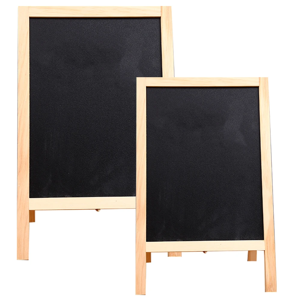

2Pcs Wooden Chalkboard Tabletop Standing Double-Sided Erasable Blackboard Whiteboard for Education Writing Drawing