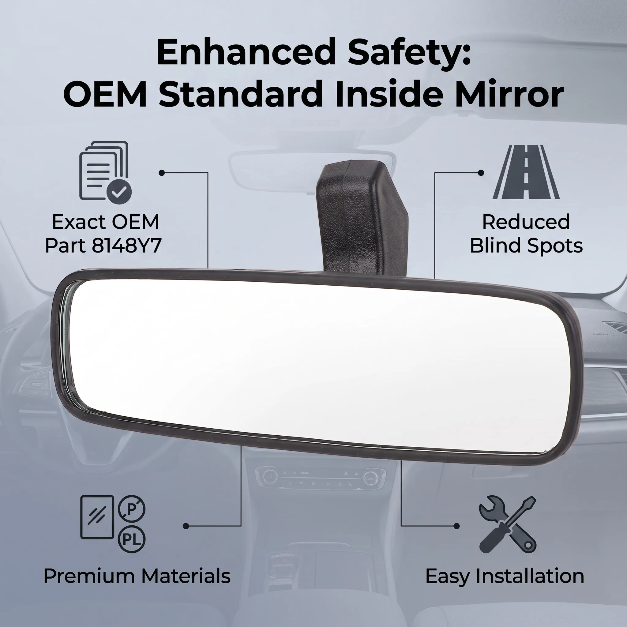 Interior Rear View Mirror Car Inside Mirror 8148Y7 Enhance Driving Safety Wide Angle Viewing for C3 I C4 I C5 I II