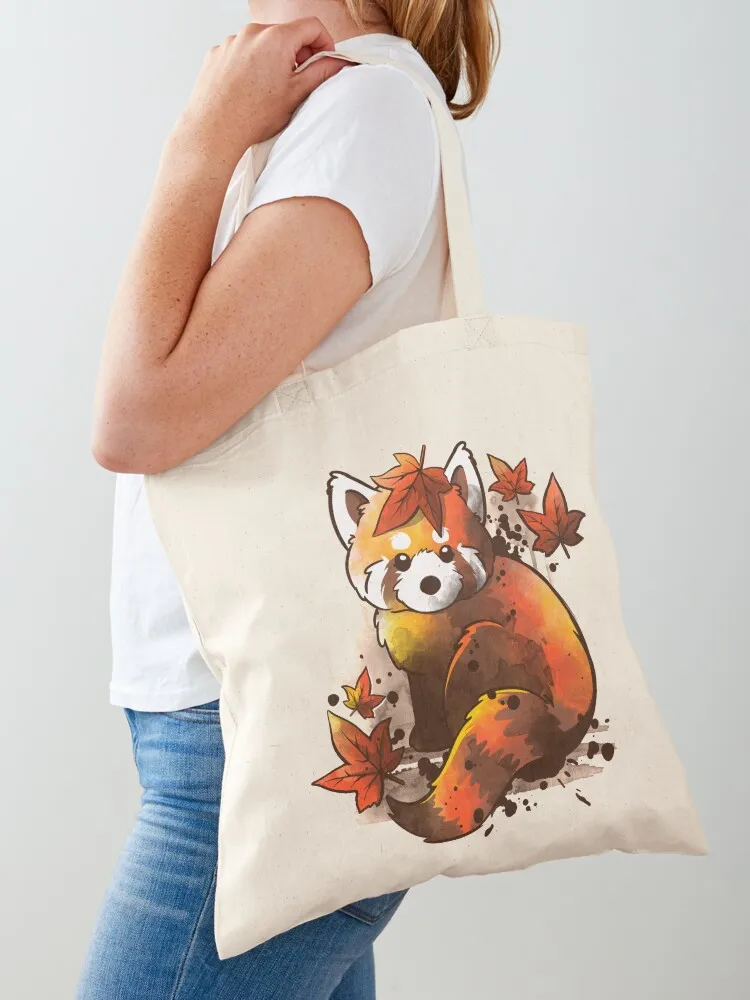 

red panda red leaves Tote Bag Handbags women large size bags canvas tote bags Gift bags