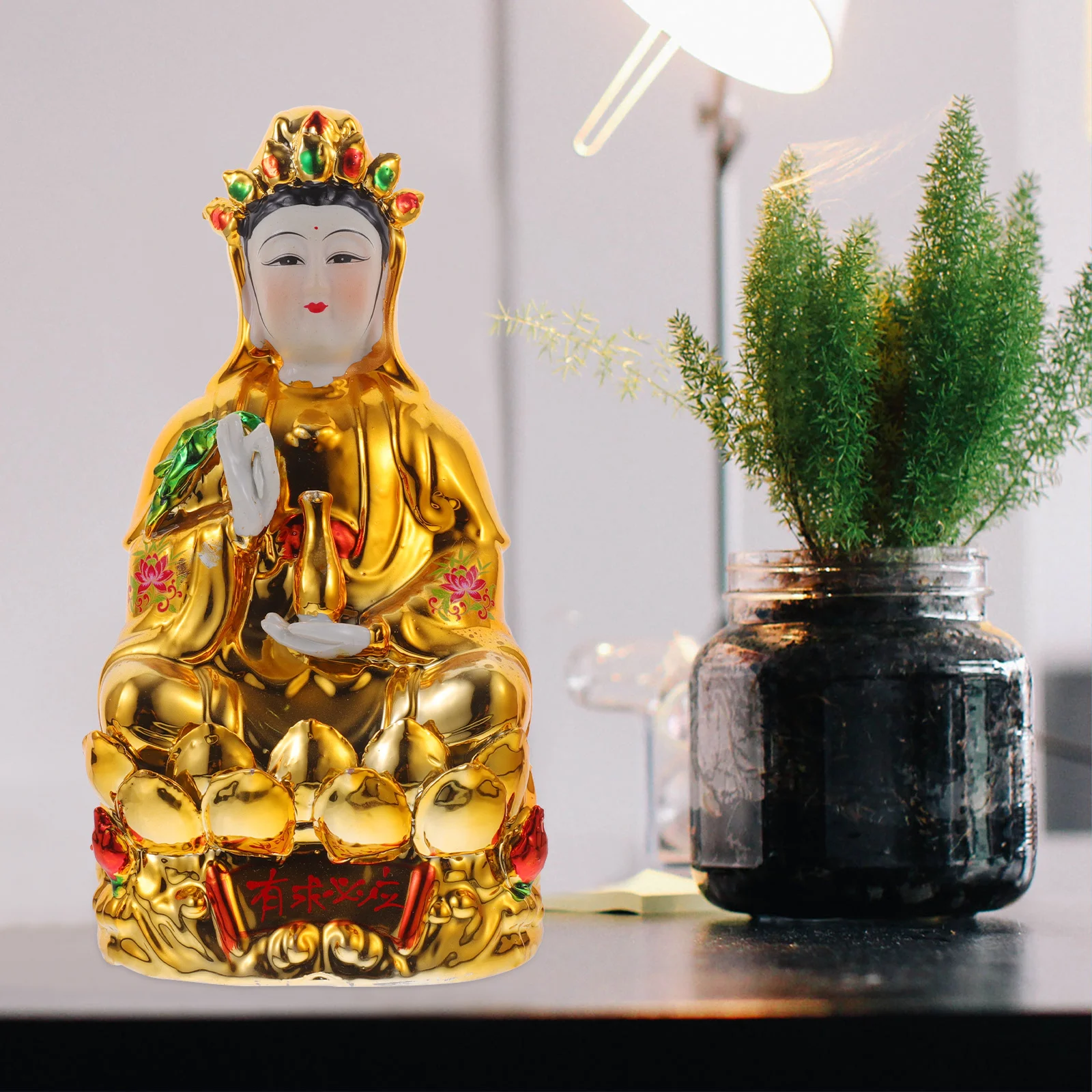 

Exquisite Ceramic Yin Buddha Statue Retro Home Decoration Desktop Adorn Bodhisattva Decor for Buddhist Interior