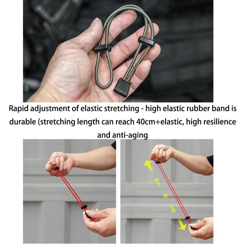 Outdoor Elastic Rope Adjustable Backpack Mountain Walking Stick Holder Trekking Hiking Pole Fixing Tie Cord Rope Buckle 2PCS