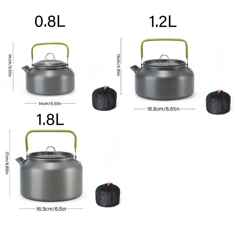 Camping Pots Water Boilers Outdoor Aluminum  Alloys Teas Kettle Portable Teapot Hanging Pots Cookware for Camping, Travel