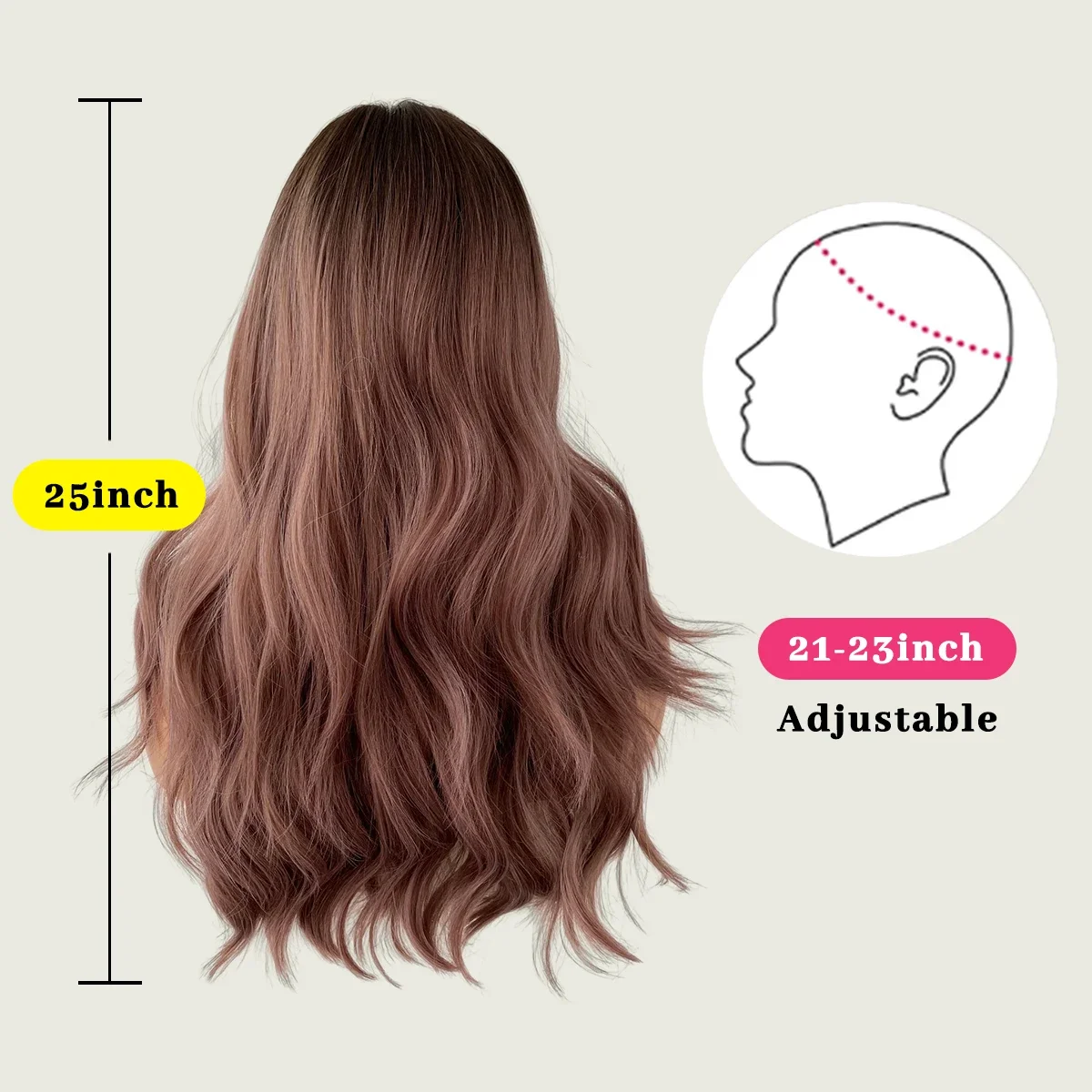 Peluca larga rosa con flequillo para mujer, cabello ondulado Natural, resistente al calor, sintético, Lolita, Cosplay, uso diario