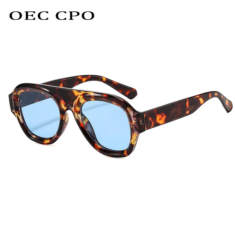 

OEC CPO Retro Square Sunglasses Women Brand Designer Fashion Leopard Blue Outdoor Sun Glasses Female Shades UV400 Eyewear Men