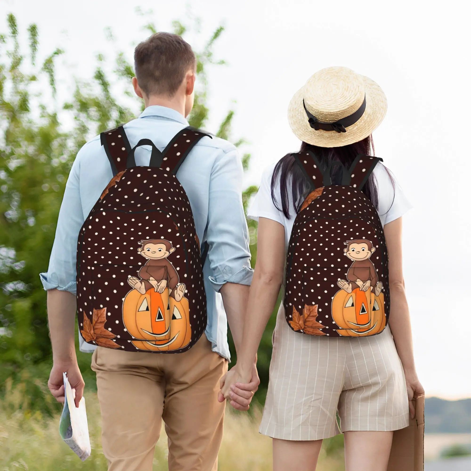 Curious George Classical Backpack Lightweight Student Work  Daypack for Men Women College Shoulder Bag