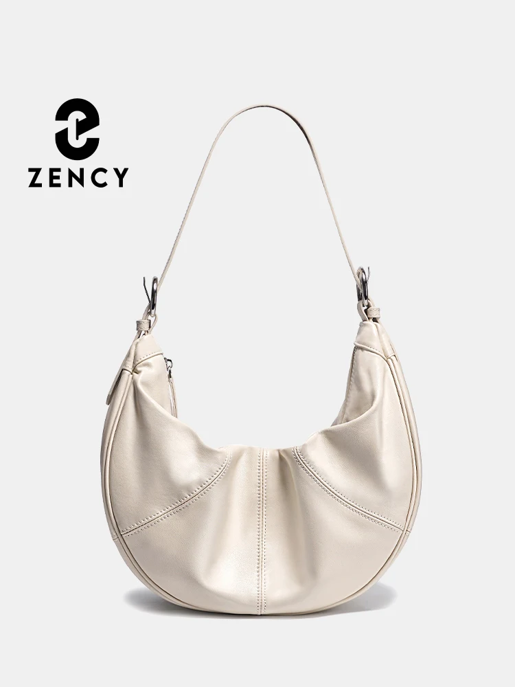 Zency New Trendy Beige Bag Soft Leather Hobo Bag Large Capacity Handbag Stylish Crossbody For Fashion Girls