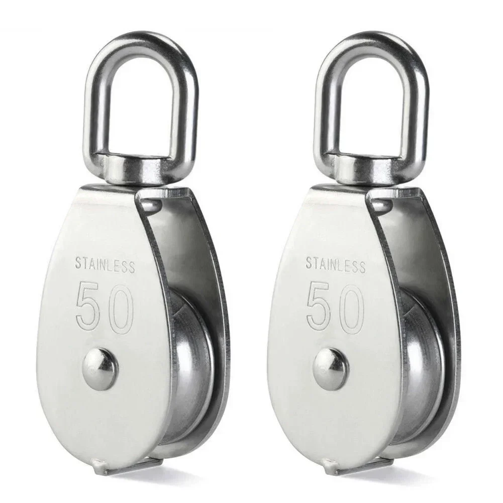 Strong 304 Stainless Steel Single Pulley Block M50 with 800 lbs Load Capacity for Kayak Canoe and Heavy Lifting