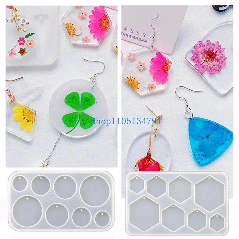 Pendant Mold Clay Molds Multi-Shapes Keychain Moulds with Holes Silicone Material Perfect Gift for DIY Hand-Making Lover