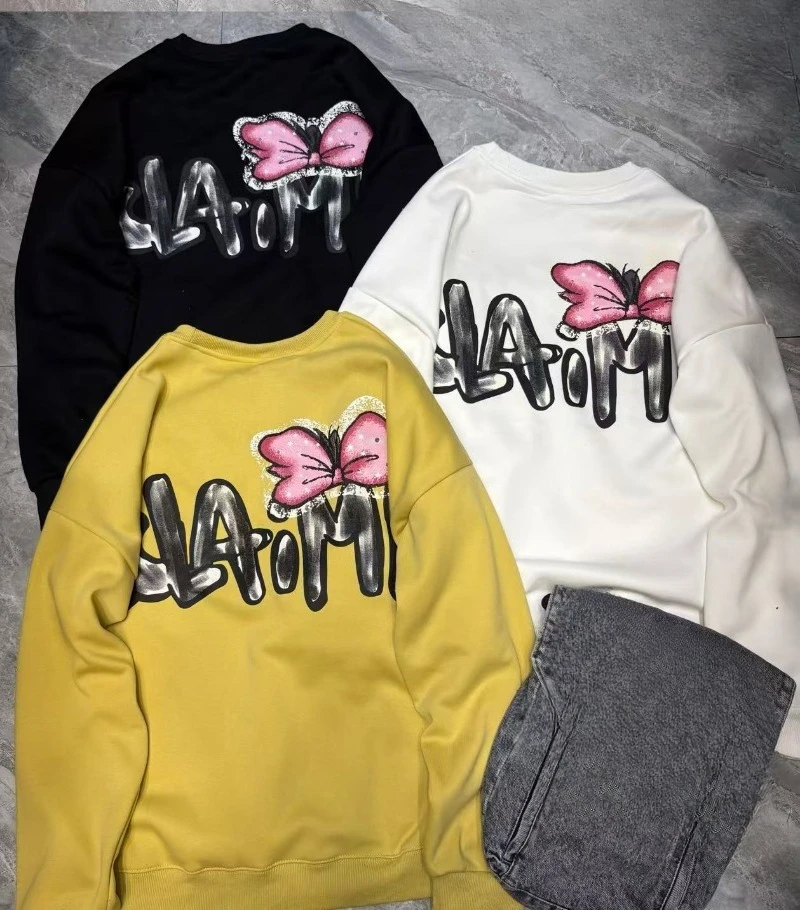 النمط الأوروبي قصيرة المتضخم س الرقبة هوديس المرأة موضة رسالة شخصية التصحيح الكتابة على الجدران فضفاضة عادية مقنع البلوز #4