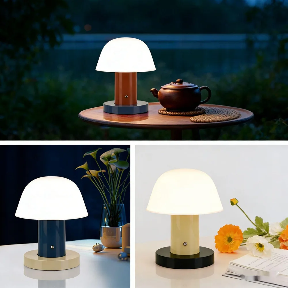 Mushroom Table Lamp Bedroom Bedside Decorative LED Desk Lamp USB Charging Touch Switch Night Light