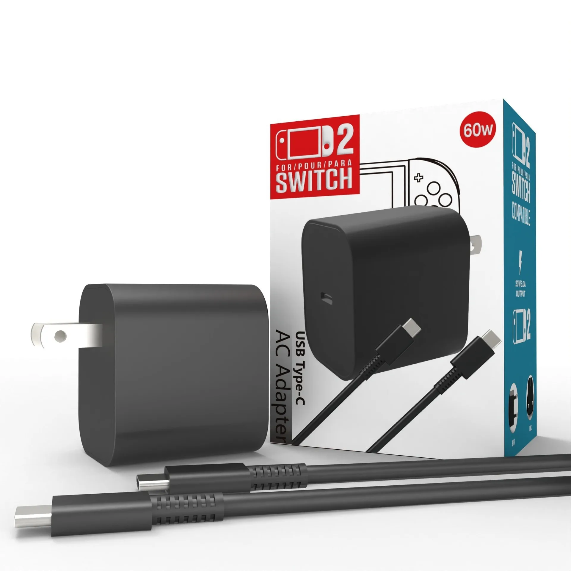 Für Nintendo Switch 2 Ladegerät 60 W Schnellladung Switch 2 Gaming-Handnetzteil