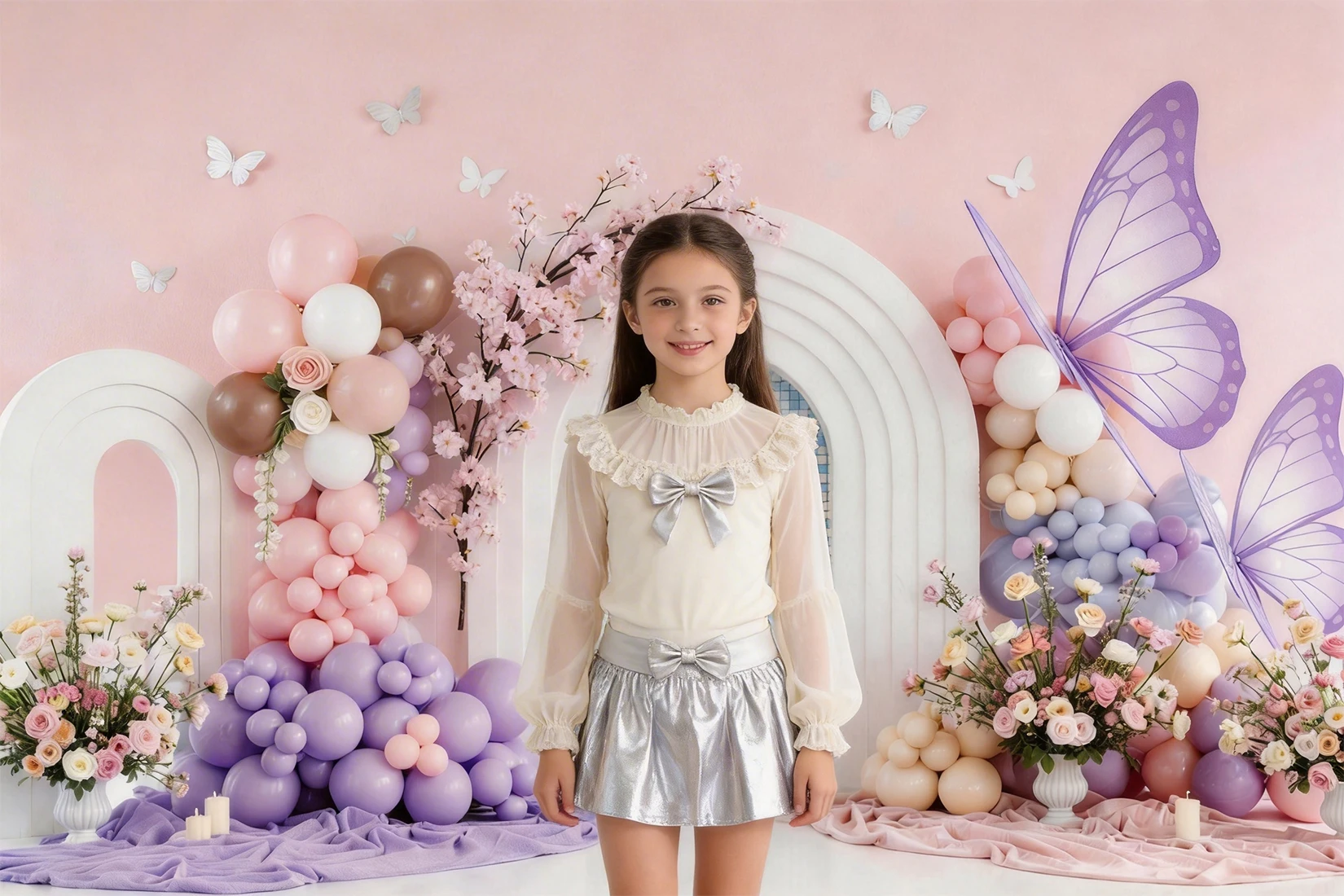 Dreamy Butterfly Garden Backdrops Cake Smash Child Baby Photo Props Adult Kids Balloon Decors Photography Studio Backgrounds