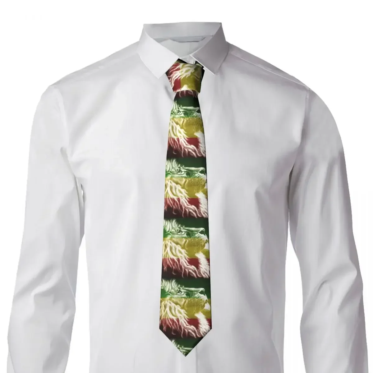 King Of Judah Rastafarian Rasta Lion Neck Ties Men's Personalized Silk Jamaica Flag Jamaican Proud Necktie for Office Cravat