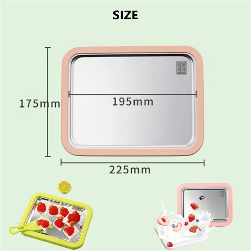 Home Fried Yogurt Machine DIY Mini Ice Cream Roll Maker Sweet Roller 304 Stainless Steel Pan Ice Cream Tray