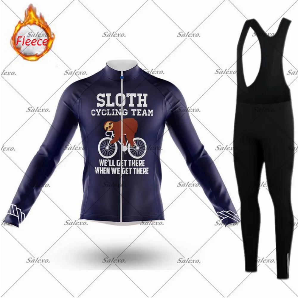 

Зимний термофлисовый велосипедный трикотаж 2026 SLOTH Team, комплект гоночного велосипеда, одежда для велосипеда Mountian, Ropa Maillot Ciclismo Hombre