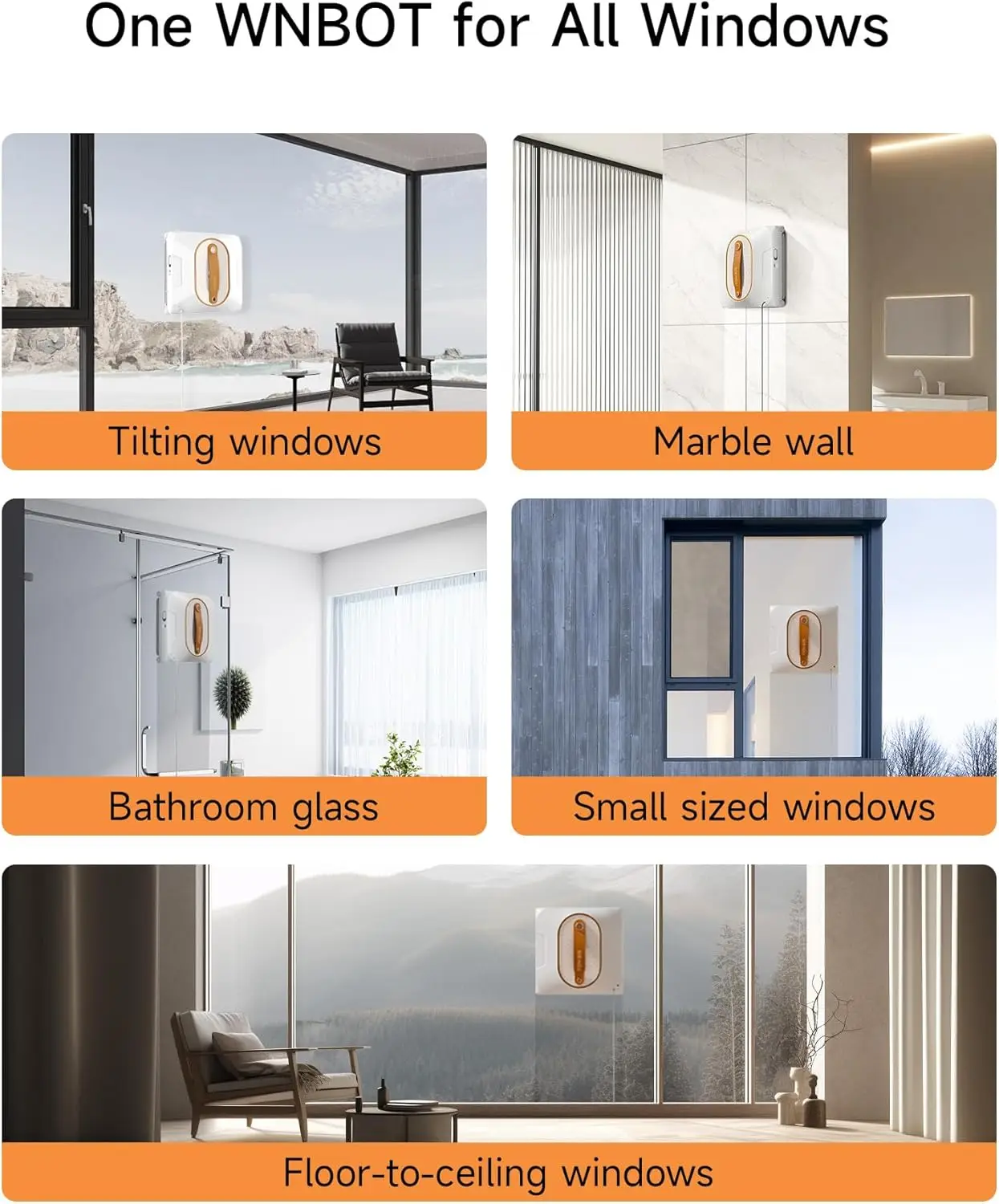 Window Cleaning Robot, Window Cleaner Robot with Dual Water Spray 6000Pa Suction Power Automatic Cleaning with Intelligent