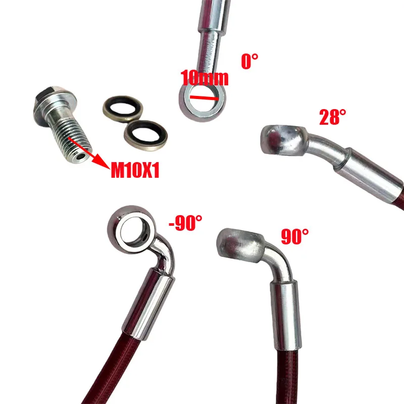 Motorcycle/Automobile Hydraulic Brake Hose Reinforced Clutch Oil Line M10x1 Convex  AN3Red Disc Brake Line Hose Cars Spare Parts