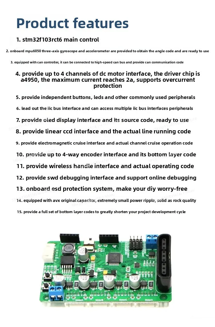 Tablero de control principal MCU de 32 bits para robot de rueda Mecanum 4WD con sensor de seguimiento de línea CCD, controlador de movimiento programable