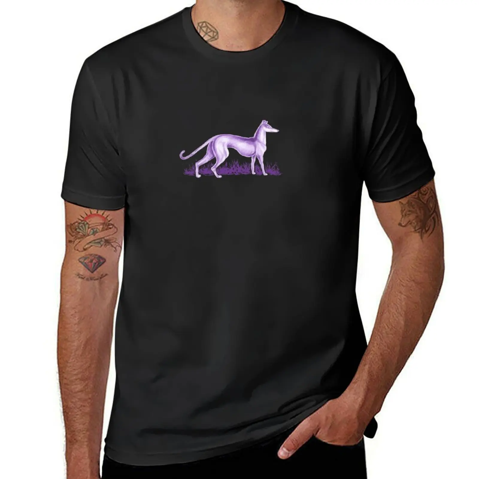 Purple Whippet T-Shirt blacks anime quick drying summer tops sweat shirts, men