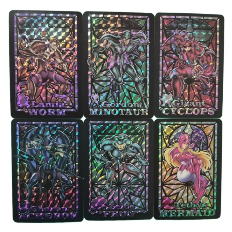 15pcs/set Saint Seiya Underworld Fighter Chapter Animation Characters Stained Glass Card Classics Anime Collection Flash Cards