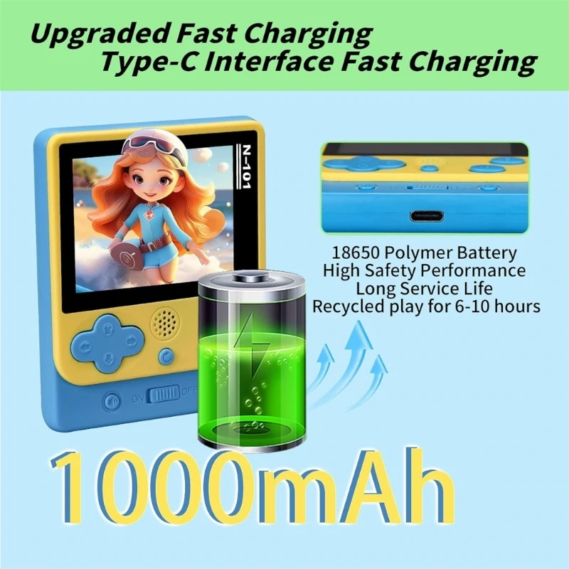 Thiết bị chơi game động cho bé trai và bé gái 319 được xây dựng trong trò chơi thời lượng pin dài hoàn hảo cho du lịch và trí