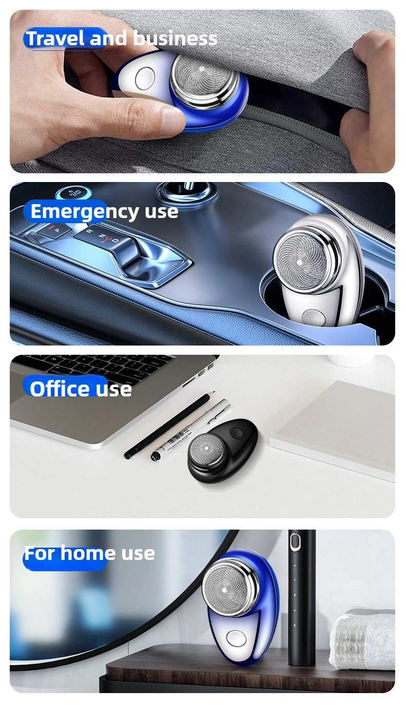 Afeitadoras eléctricas Mini maquinilla de afeitar portátil de viaje para hombres pequeños al aire libre portátil recortador de barba para coche cabezal extraíble lavado USB recargable