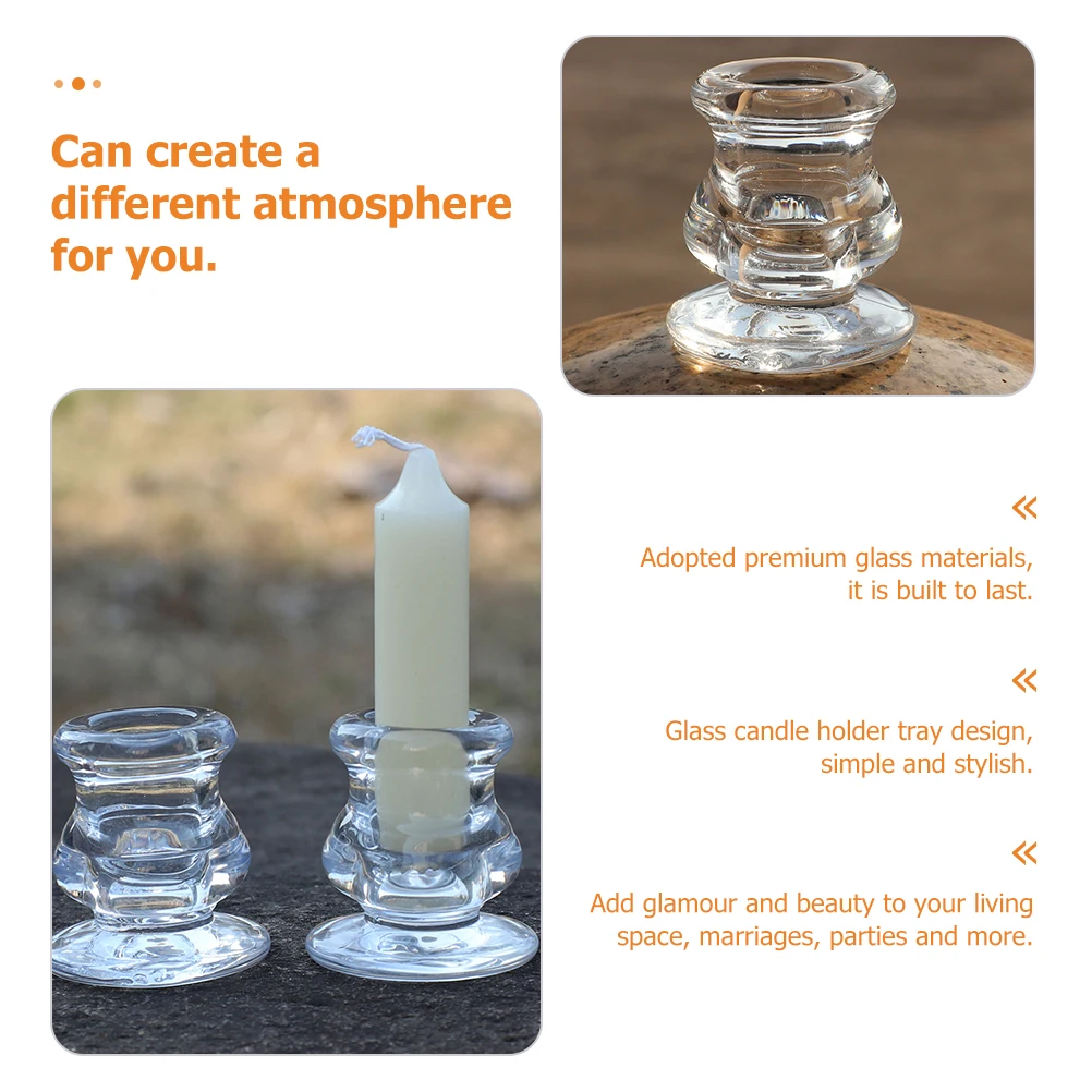 

2Pcs Glass Holders Stable Base Taper LED Candles Room Office Birthday Wedding Thanksgiving Decor