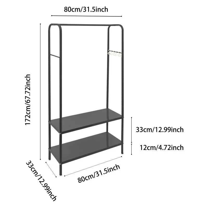 Clothes Rack with Bottom Shelves, Home Clothes Rack, Standing Clothes Rack New. Portable Hanger