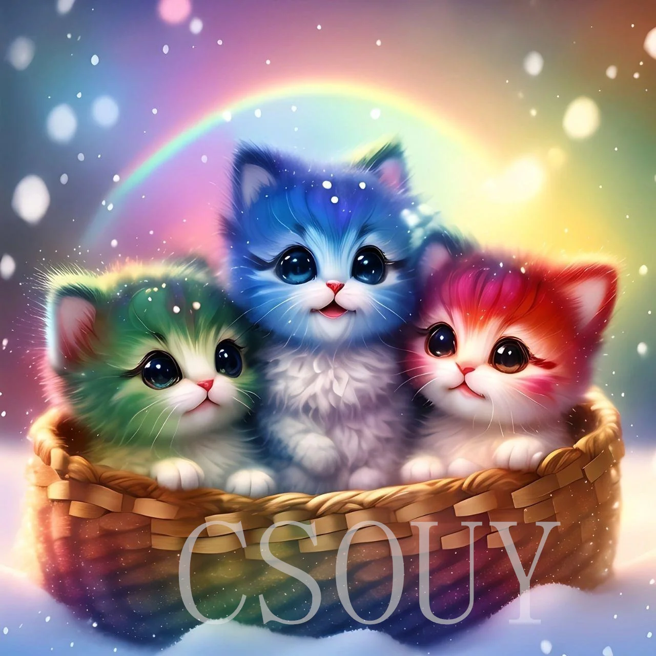 Crystal 100% Fairy Dust Square Drill Full Diy Diamond Painting Cross Stitch Animal Color Cats Embroidery Mosaic Decor Needlework