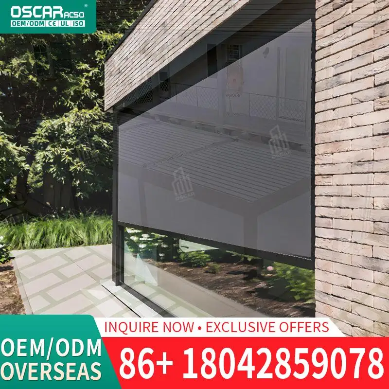 

Уличные электрические рулонные шторы с молниевидной системой крепления, ветрозащитные, с функцией полного затемнения, для дома, патио, балкона