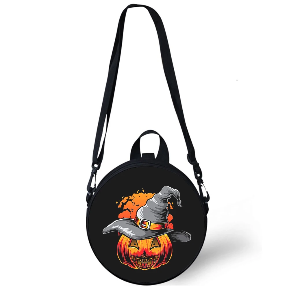 Horror Halloween gift Pumpkin head Child kindergarten Bag 3D Print Shoulder Bags For School Women Mini Round Bagpacks Rugtas Bag