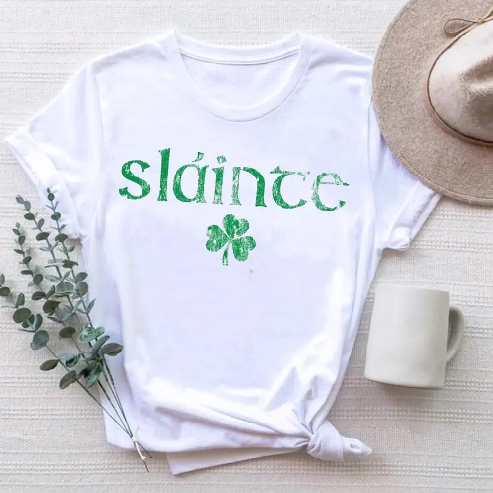 Retro Slainte Shirt Womens Shamrocks Tops St Patricks Day Clothes Cute Patricks Day Clothes Funny Irish Tee Y2k Tops Aesthetic