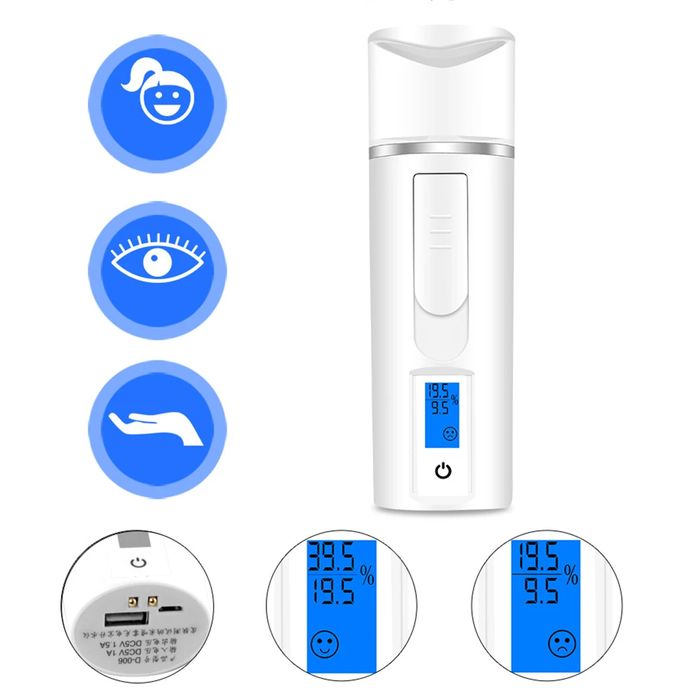 

New Upgraded Portable Facial Steamer Durable Abs Material Non-Slip Grip Nano Mist Cool Face Sprayer For Skin Care White