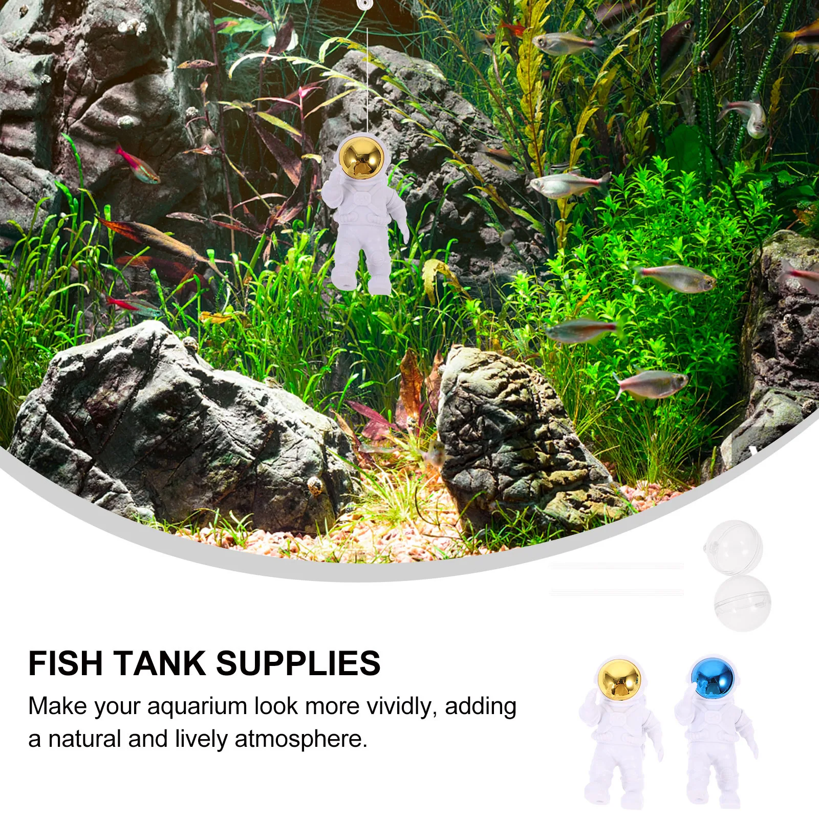 

2Pcs Fish Tank Floating Spaceman Resin Aquarium Decor Lightweight Stable Underwater Landscape Prop Resin Spaceman Decor