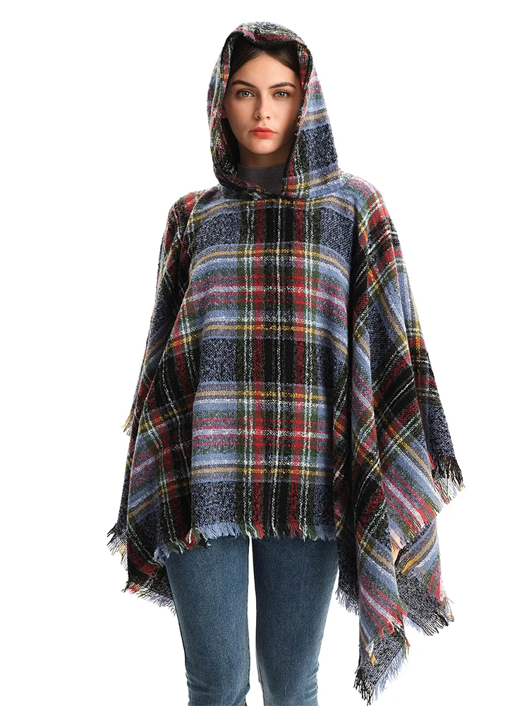 

Knitted Women Scarf Winter Striped Pullover Warm Wrap Shawl Lady Chales Femme Hooded Capa Mujer Cachecol Poncho Feminino Inverno