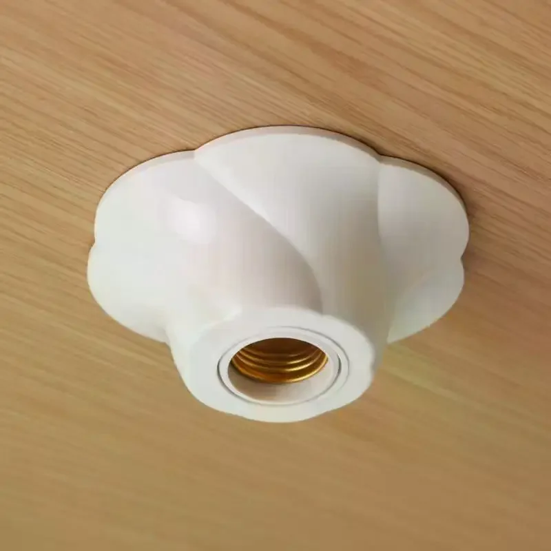 E27 Pendant Lamp Holder Rose Shaped White Fixed Base Socket for Home Balcony Corridor DIY Lighting Upgrade Use