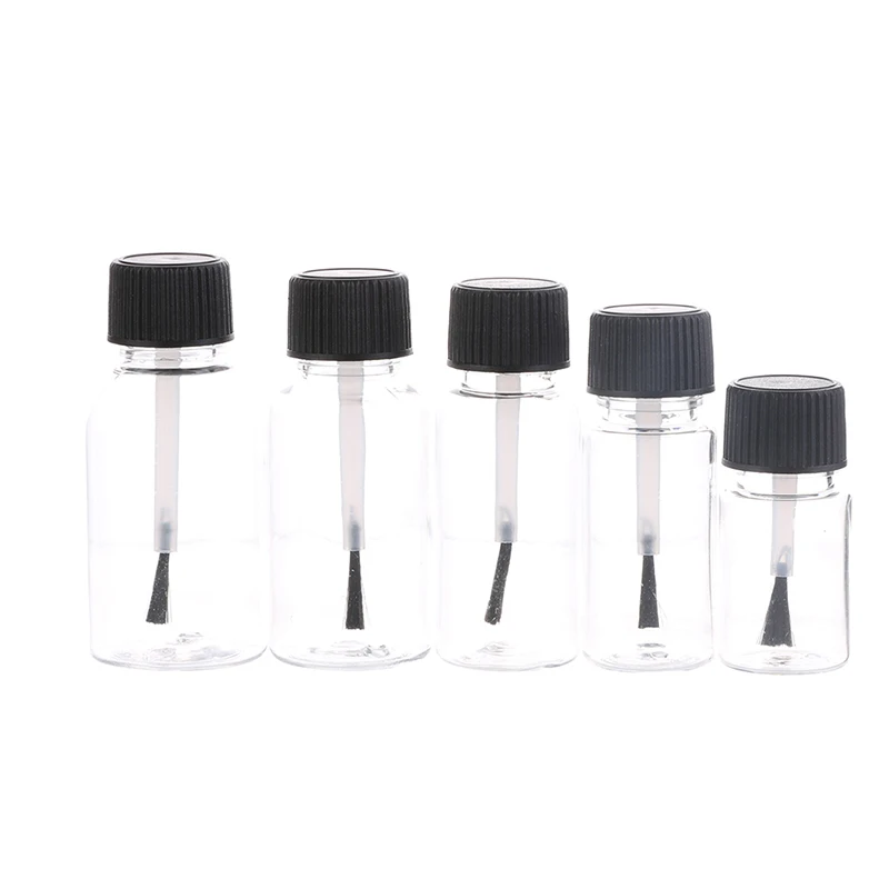 5/10/15/20/30ml Plastic Refillable Empty Nail Polish Bottles Leakproof Storage Jars Liquid Empty Bottle With Brush Cap DIY Craft