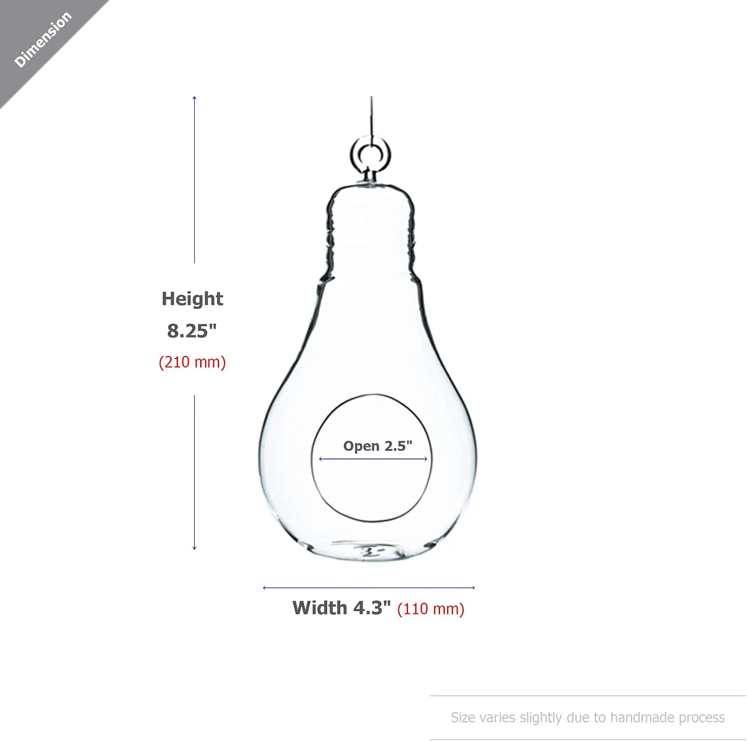 Hanging Glass Plant Terrarium, Bulb DIY Succulent Planter, Candle Holder, 1 Piece