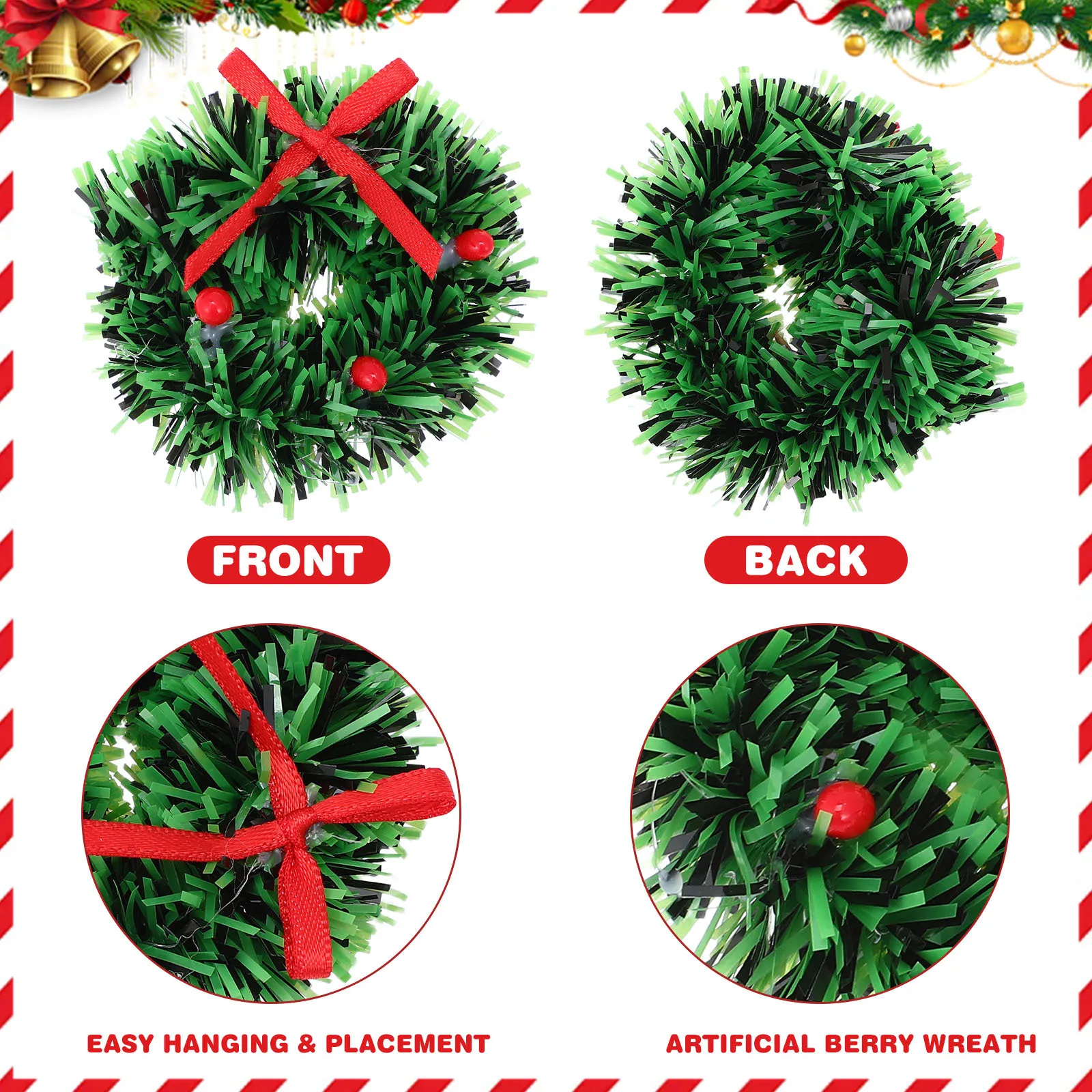 5 قطع من أكاليل عيد الميلاد المصغرة المصغرة وإكليل الزهور وديكورات صغيرة للمنازل