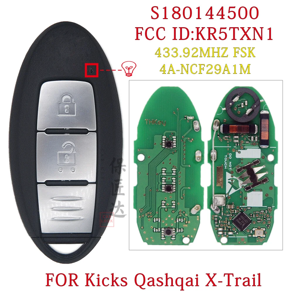 BaoJiangDa Smart key  Aftermarket  For Nissan Kicks Qashqai X-Trail Remote 433MHz NCF29A1M 4AChip 285E3-5RF0A S180144500 KR5TXN1