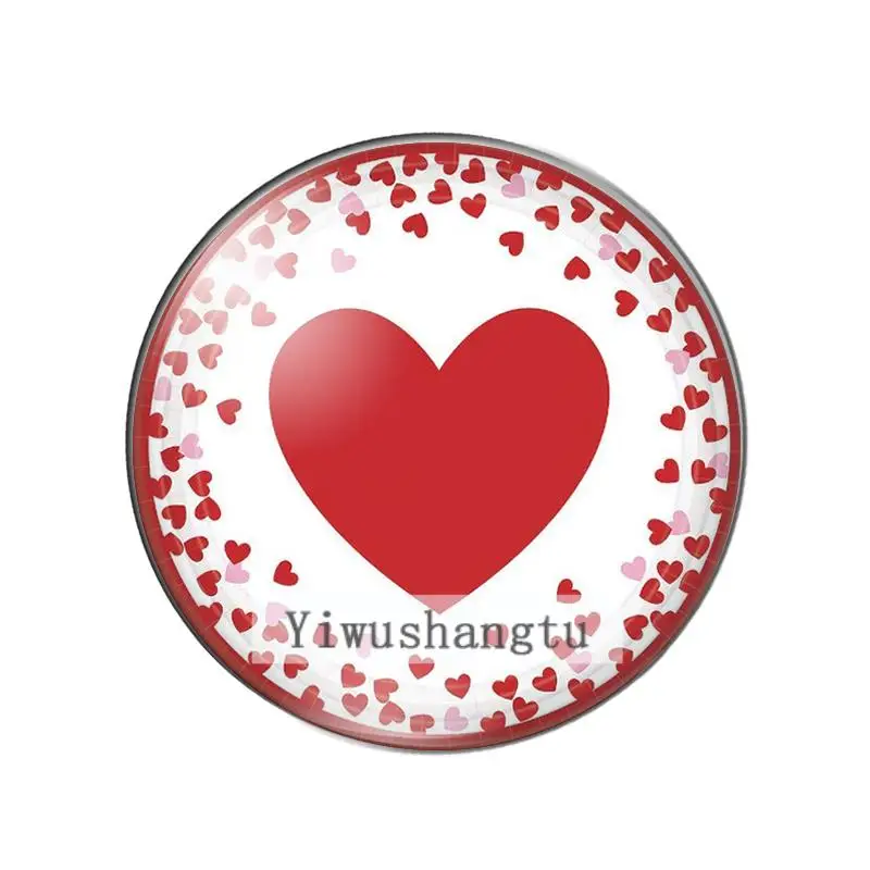 New sweet heart love valentine\'s day 8/10mm/12mm/18mm/20mm/25mm Round photo glass cabochon demo flat back Making findings ZB0543