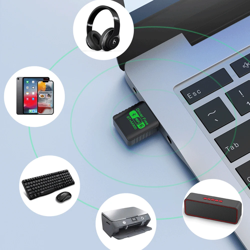 AX900Mbs Adaptador WiFi 6 USB: Memoria WiFi 900Mbps Para PC Y Portátil, Doble Banda 2.4/5.8GHz, Plug&Play Para Win10/11 (Sin Bluetooth)