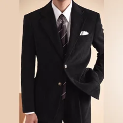 New Grooms Suit Naples Corduroy Suit Set For Men Business Casual Striped Velvet Suit Fall Men Tuxedo Suit Smoking Homme Mariage