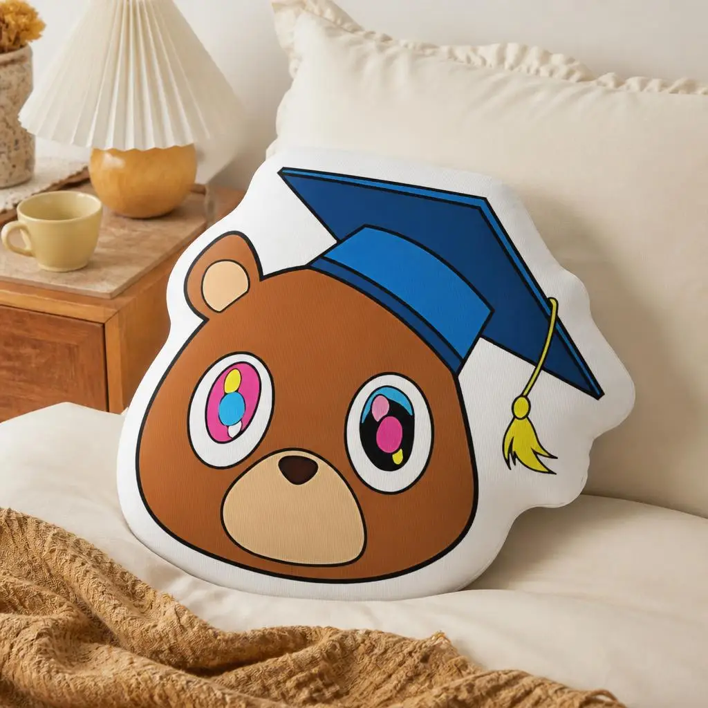 Kanyes Graduation Bear Premium Cushion Irregular Stuffed Throw Pillow Home Decor Gift Sofa Bed